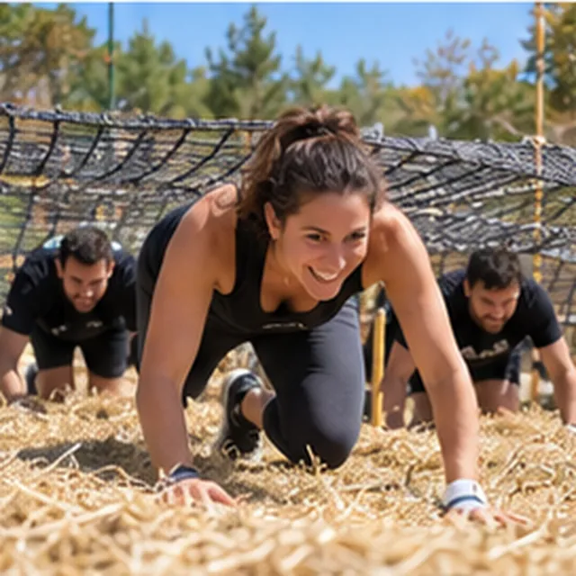 Participant avançant sur un parcours d’obstacles