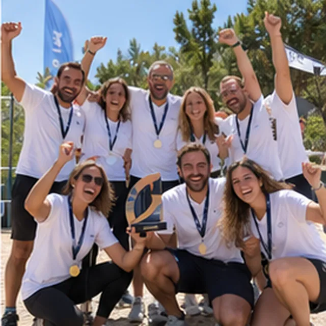 Équipe célébrant la réussite d’un challenge collectif